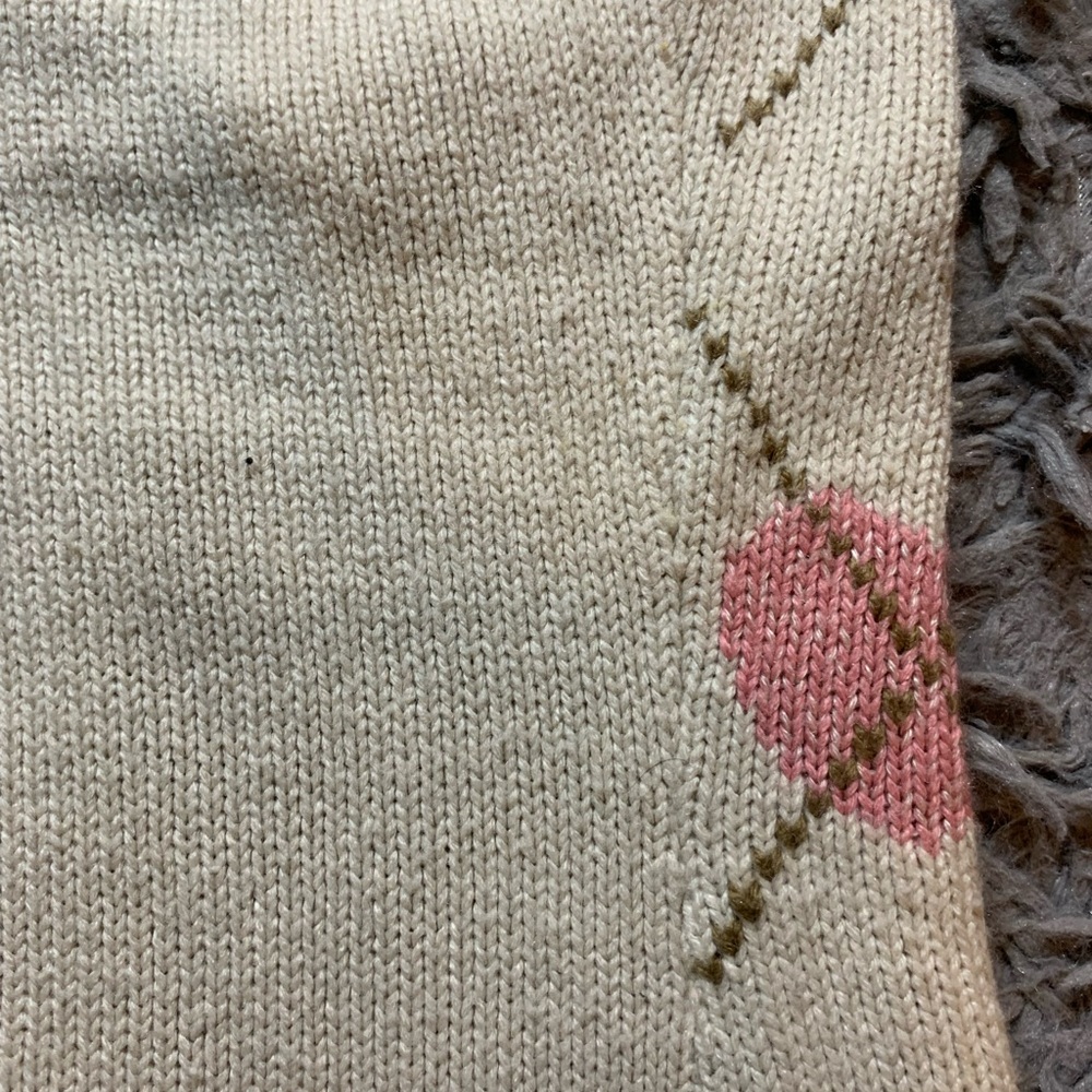 Vintage Y2K beige argyle heart Charlotte Russe fitted sweater vest sz M - Picture 8 of 9